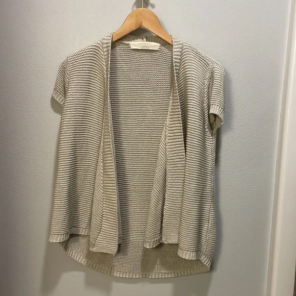 ZARA Knit woman’s open knit cardigan in oatmeal - Picture 2 of 9